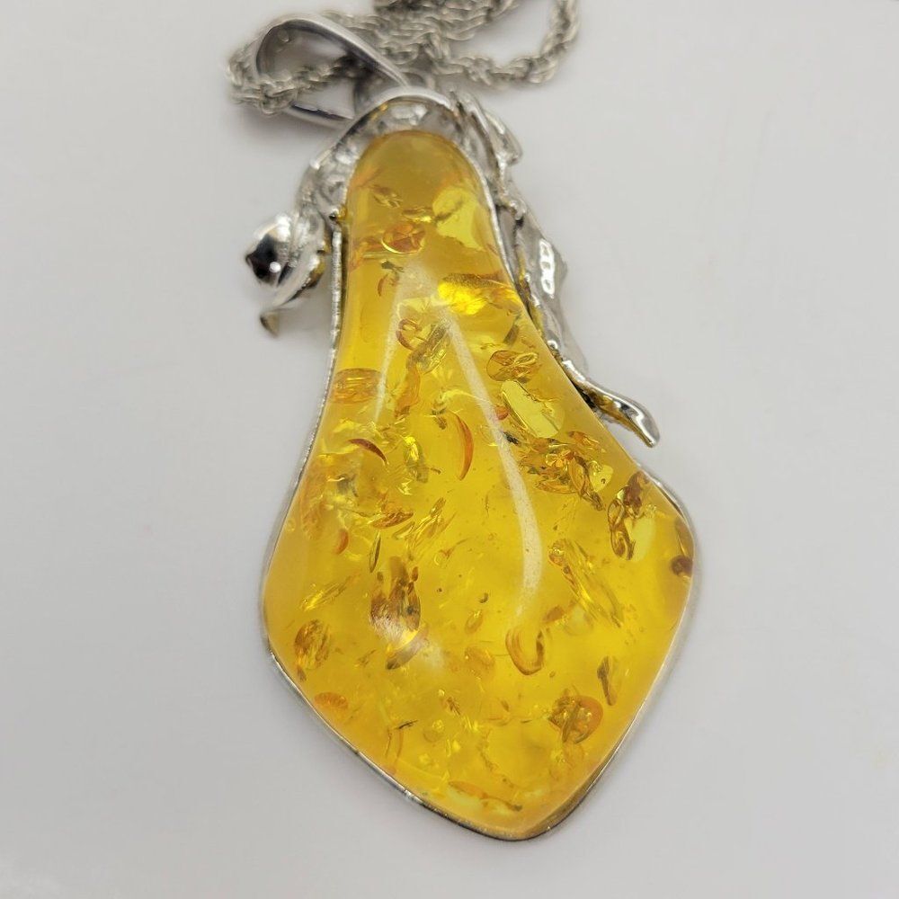 YELLOW acrylic glass pendant necklace
